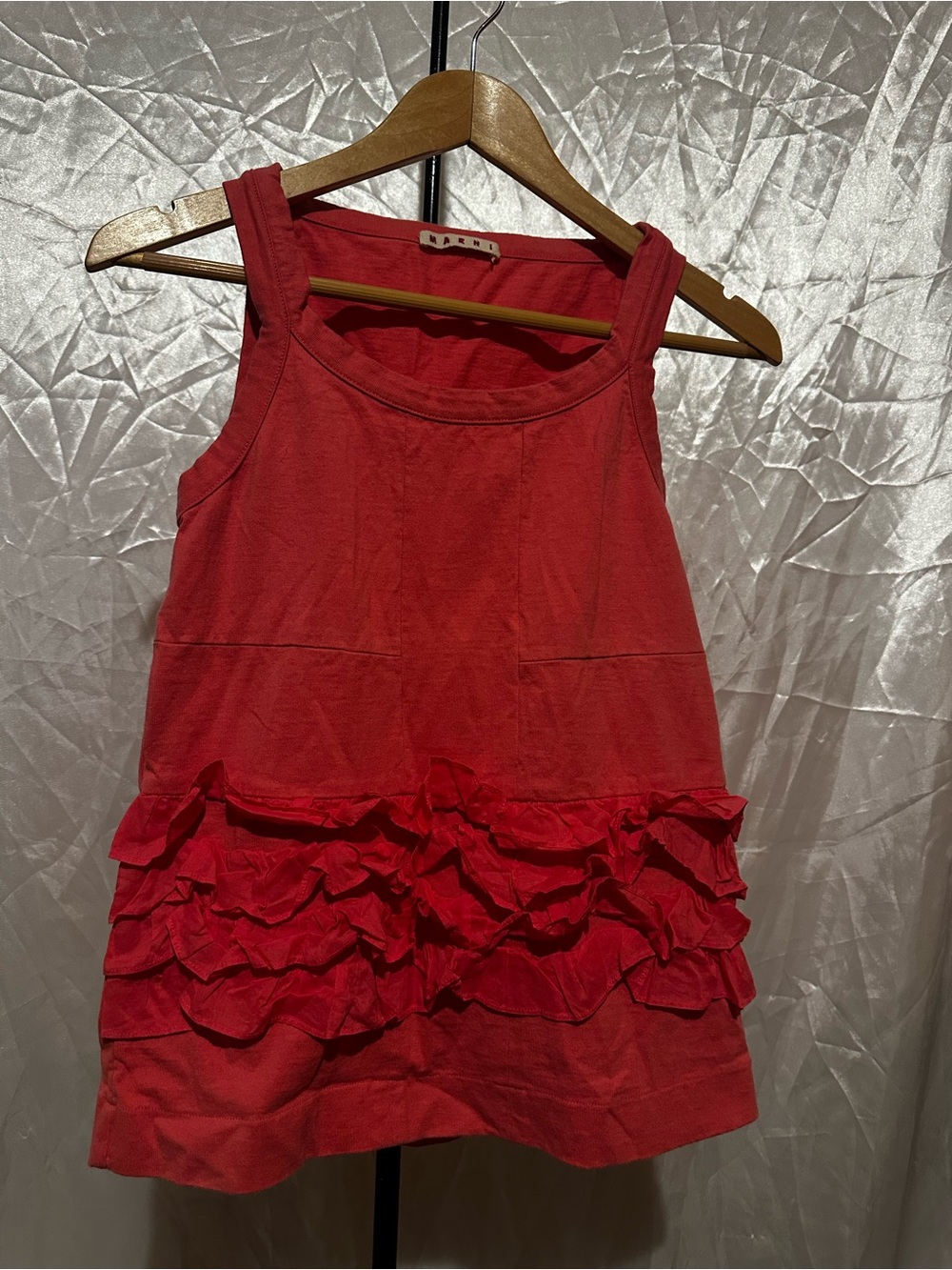 Marni Red Ruffle-Trim Tank Top
